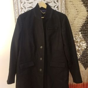 J Crew Black Regent Topcoat Double Serge 24